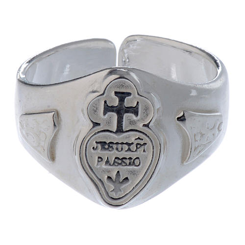 Silver adjustable ring with cross and heart 2