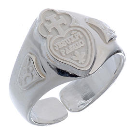 Silver adjustable ring with cross and heart