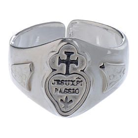 Silver adjustable ring with cross and heart