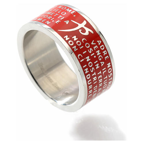 Our Father prayer ring red - stainless steel LUX 2