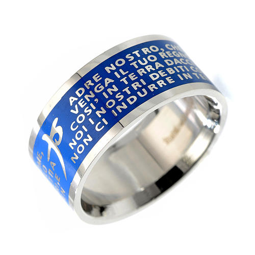 Our Father prayer ring bleu - stainless steel LUX 1