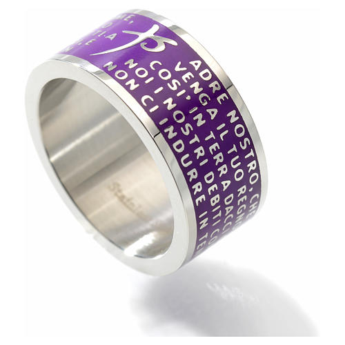 Our Father prayer ring purple - stainless steel LUX 2