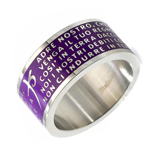 Our Father prayer ring purple - stainless steel LUX 1