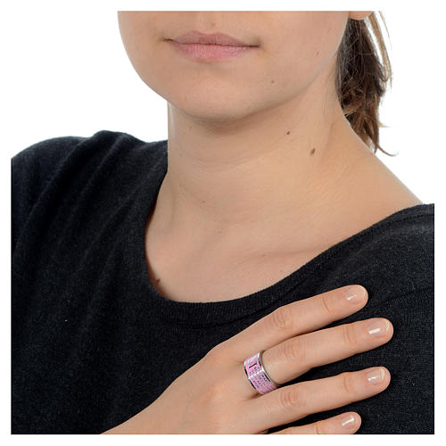 Hail Mary prayer ring pink - stainless steel LUX 2