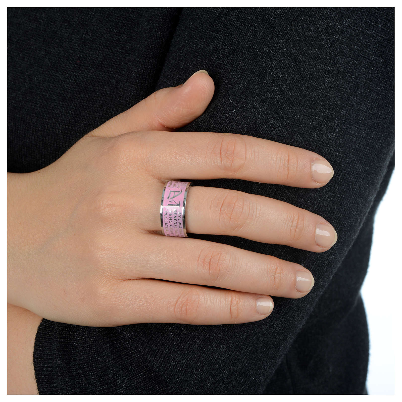 Hail Mary prayer ring pink stainless steel LUX online sales on