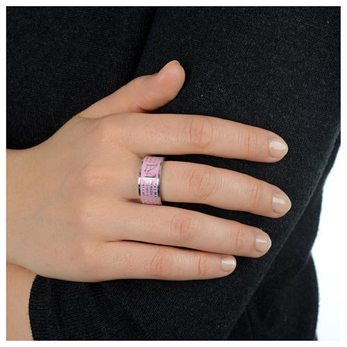 Hail Mary prayer ring pink - stainless steel LUX 3