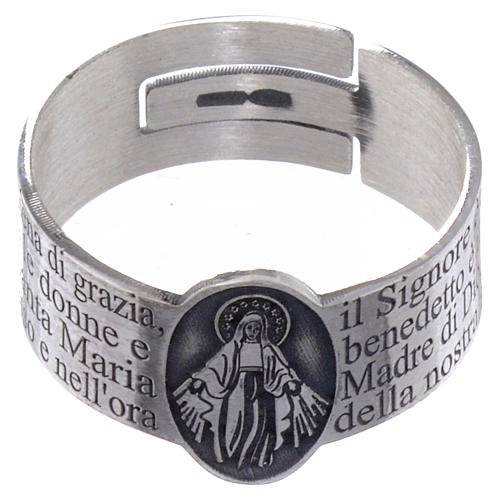Hail Mary prayer ring in 925 silver, adjustable 2
