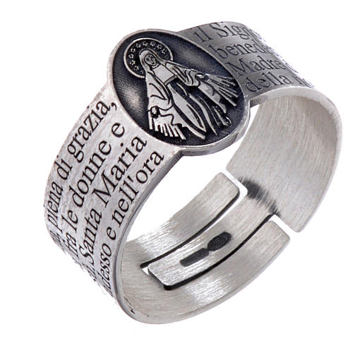 Hail Mary prayer ring in 925 silver, adjustable 1
