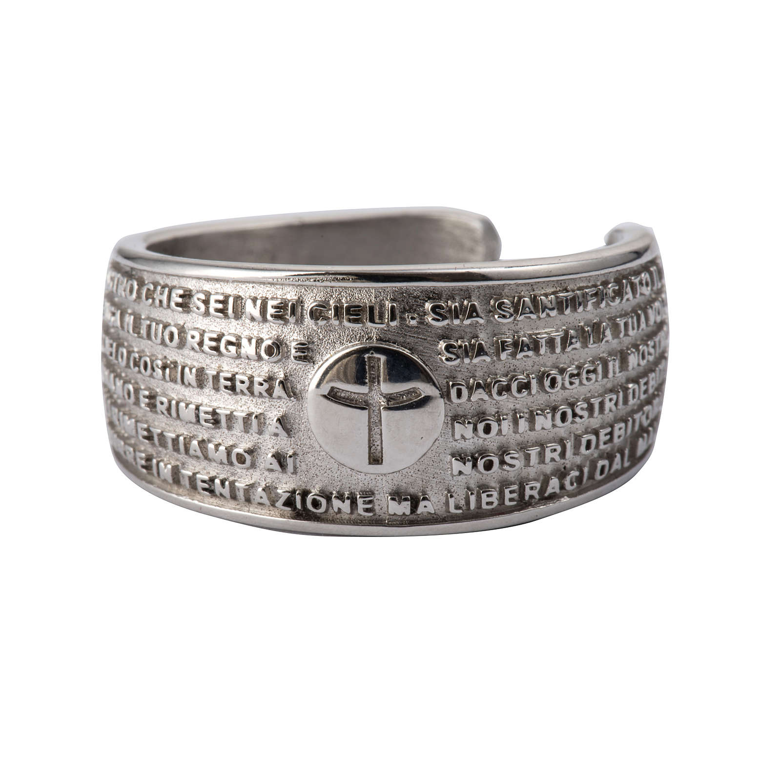 Prayer ring Our Father in rhodium-plated bronze | online sales on ...
