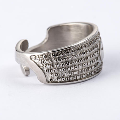 Prayer ring Our Father in rhodium-plated bronze 2
