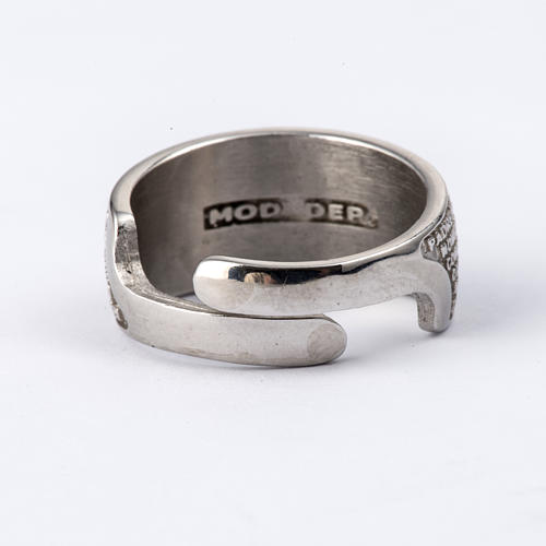 Prayer ring Our Father in rhodium-plated bronze 3