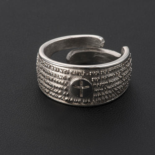 Prayer ring Our Father in rhodium-plated bronze 4
