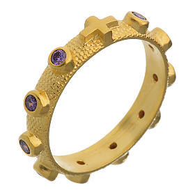 Prayer ring single decade in 925 silver with purple zircon