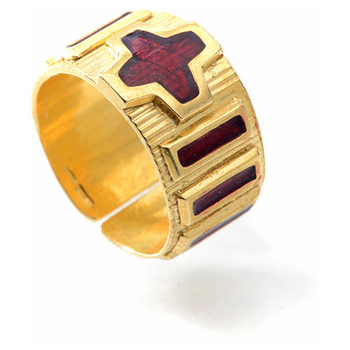 Prayer ring single decade  gold-plated silver and enamel 4