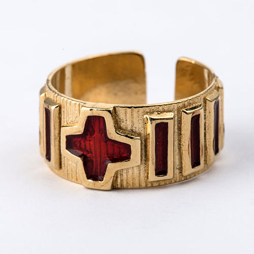 Prayer ring single decade  gold-plated silver and enamel 2