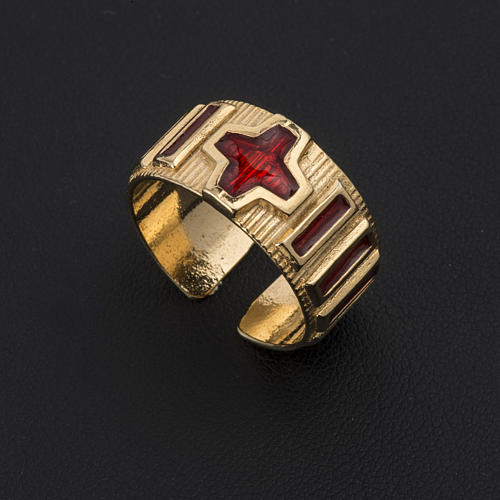 Prayer ring single decade  gold-plated silver and enamel 3