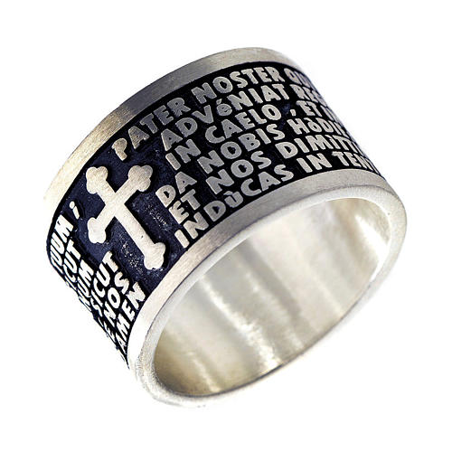 Prayer ring Our Father in Latin, 925 silver 1