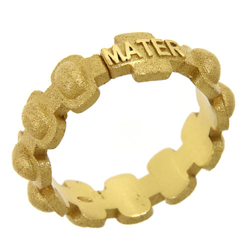 Rosary ring in gold plated silver 925 glazed finishing, MATER 1