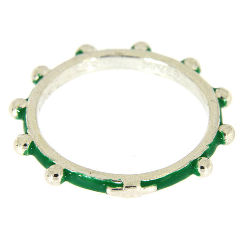 Rosenkranz Ring MATER Silber 925 und grünen Emaillack 2