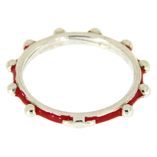 Fedina rosario MATER smaltata argento 925 rossa 2
