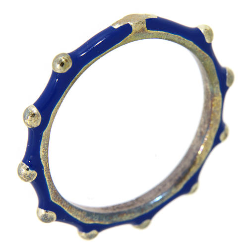 Rosenkranz Ring MATER Silber 925 und blauen Emaillack 1