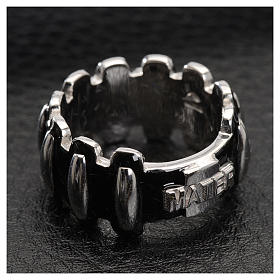 Rosary ring in silver 925 with black enamel, MATER