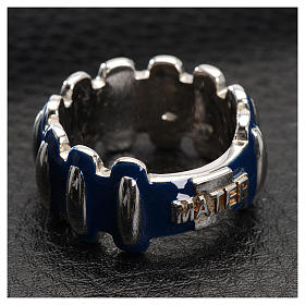 Rosary ring in silver 925 with blue enamel, MATER