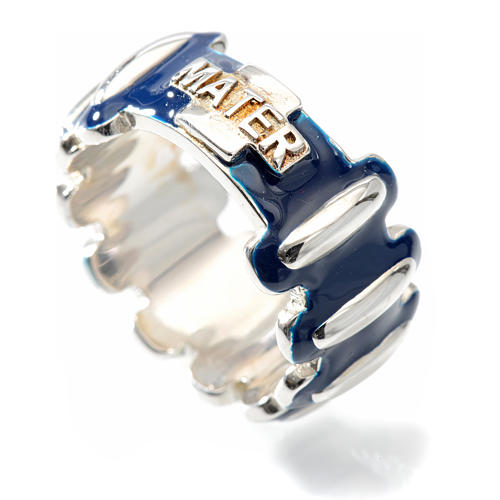 Rosary ring in silver 925 with blue enamel, MATER 3