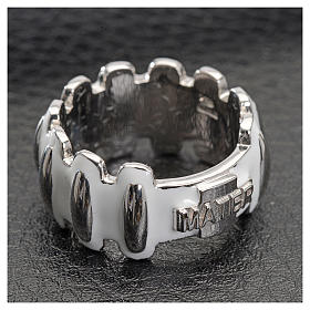 Rosary ring in silver 925 with whited enamel, MATER