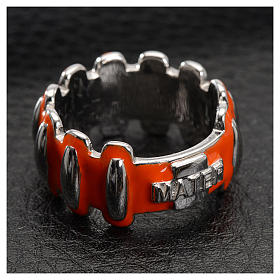 Rosary ring in silver 925 with orange enamel, MATER