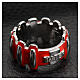 Rosary ring in silver 925 with red enamel, MATER s4