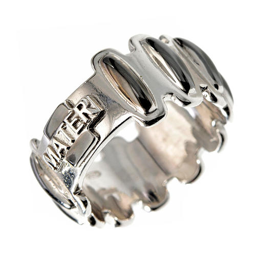 Rosary ring in burnished silver 925, MATER 1