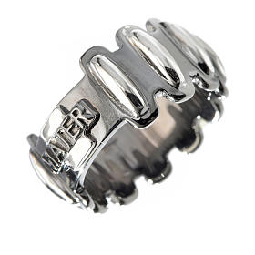 Rosary ring in burnished silver and shiny knobs, MATER