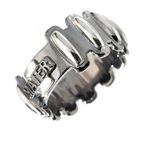 Rosary ring in burnished silver and shiny knobs, MATER 1