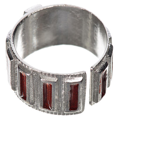 Prayer ring single decade in 925 silver and red enamel 3
