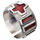 Prayer ring single decade in 925 silver and red enamel s2