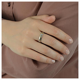 Prayer ring in 925 silver with golden decades s4