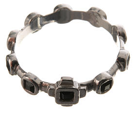 Single-decade ring in 800 silver and black strass