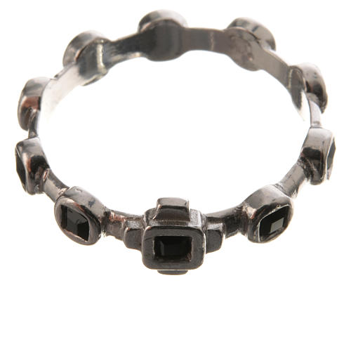 Single-decade ring in 800 silver and black strass 2
