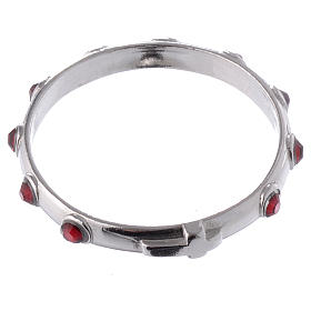 Single-decade ring in 925 silver and red crystals