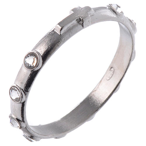 Single-decade ring in 925 silver and transparent crystals 1