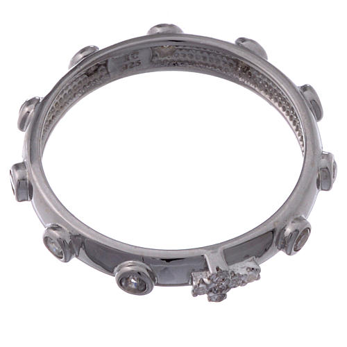 Rosary Ring AMEN rhodium-plated silver 925, white zircons 2