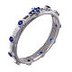 Rosary Ring AMEN rhodium-plated silver 925, blue zircons s1