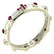 Rosary Ring AMEN rhodium-plated silver 925, red zircons s1