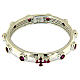 Rosary Ring AMEN rhodium-plated silver 925, red zircons s2