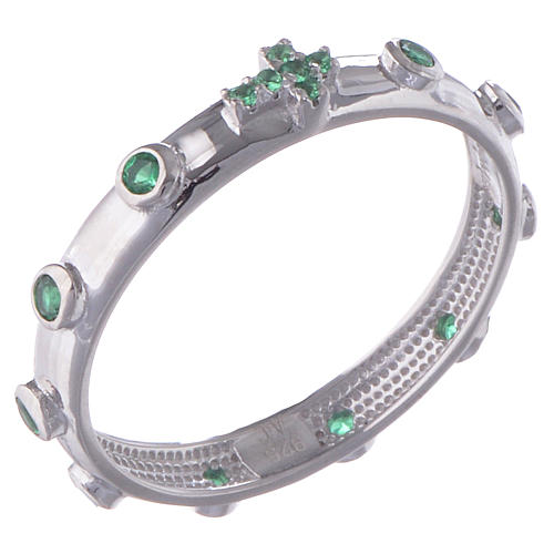 Zehner-Ring AMEN rodinierten Silber 925 grünen Zirkonen 1