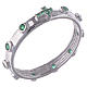 Rosary Ring AMEN rhodium-plated silver 925, green zircons s1