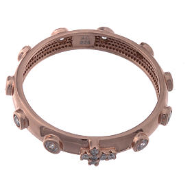 Rosary Ring AMEN rosè silver 925, white zircons