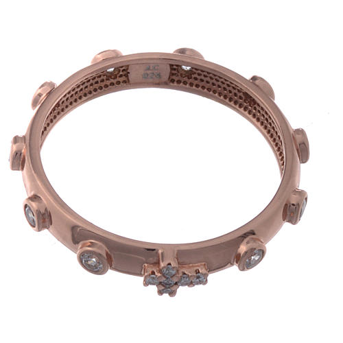Rosary Ring AMEN rosè silver 925, white zircons 2