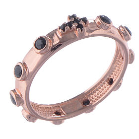 Rosary Ring AMEN rosè silver 925, black zircons